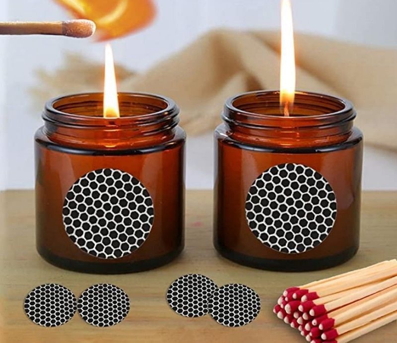 Sticker Label Matches Striker Round Rectangle Fireplace Tag 50Pcs Adhesive Paper