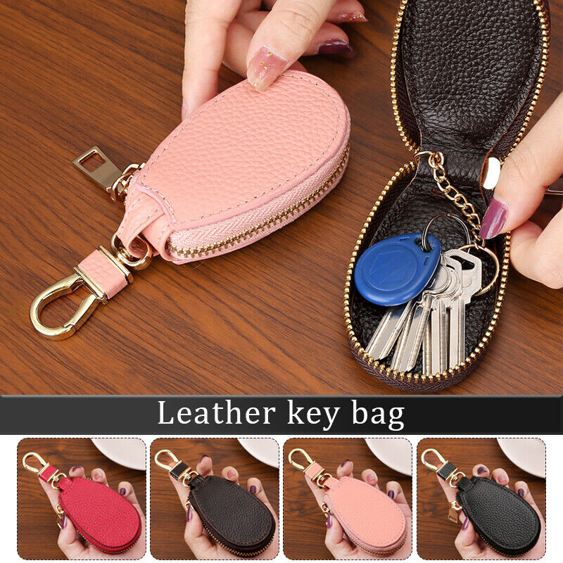 1pcs PU Leather Car Key Chain Protection Bag Zipper Holder Case Cover Universal
