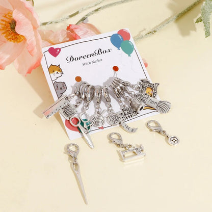 Knitting Stitch Marker 12Pcs Ancient Silver Knitted Crochet Lock Row Sewing Tool