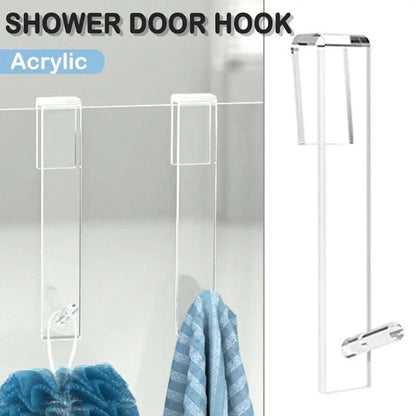 Over Door Hook Acrylic Bathroom Shower Towel Rack Punch-Free Bathrobe Hanger 7in