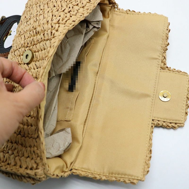 Women Shoulder Bag 28x15cm Straw Pillow Rattan Crochet Messenger Summer Handbags