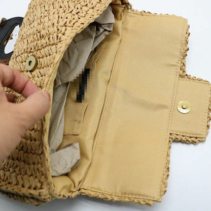 Women Shoulder Bag 28x15cm Straw Pillow Rattan Crochet Messenger Summer Handbags