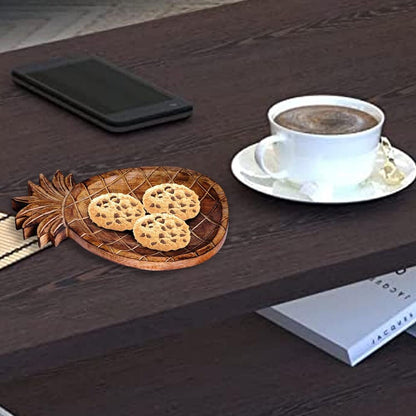 Unique Wooden Pineapple Design Serving Tray Natural Finish Rustic Home Decor