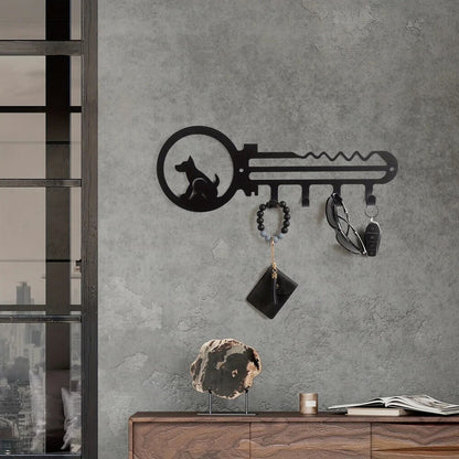 1pc Key Shaped Wall Rack, Wall Mounted Holder Rack With 4 Hanging Hooks