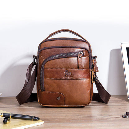 100% Genuine Leather Men's Sling Shoulder Bag Vintage Crossbody Bag Handbag
