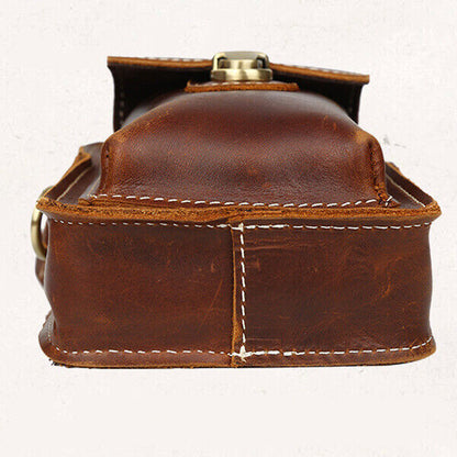 Men's New Rustic Leather Waist Bag Fanny Pack Belt Bag Pouch Small Shoulder Bag