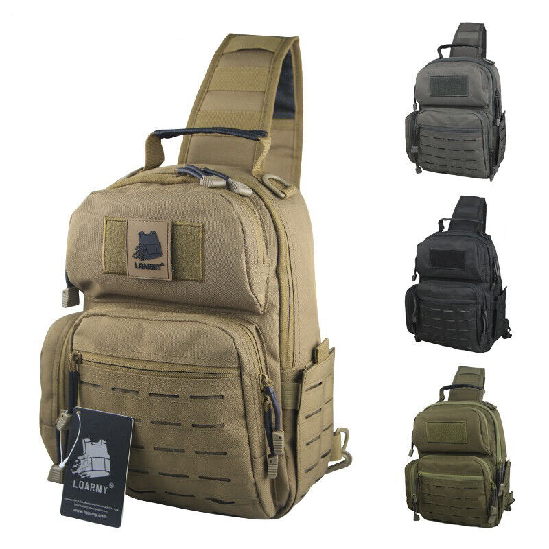 Mens Backpack Tactical Sling Shoulder Bag Molle Travel Chest Pack Outdoor Hiking