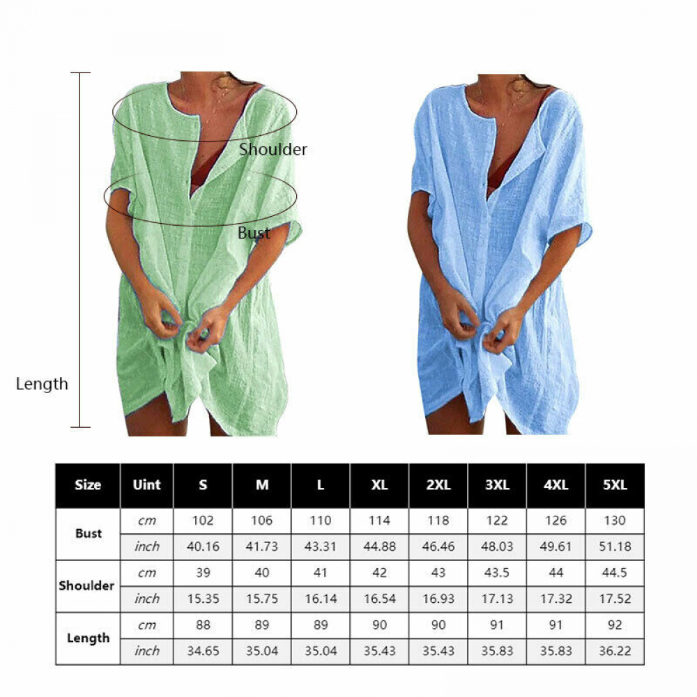Plus Size Women Short Sleeve Baggy Long Blouse Shirt Mini Dress Beach Tunic Tops