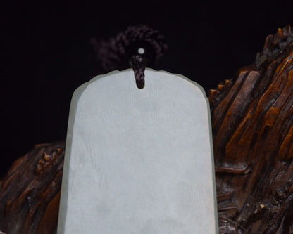 Chinese Natural Hetian Jade Carving Landscape Statue Exquisite Pendant Jewelry