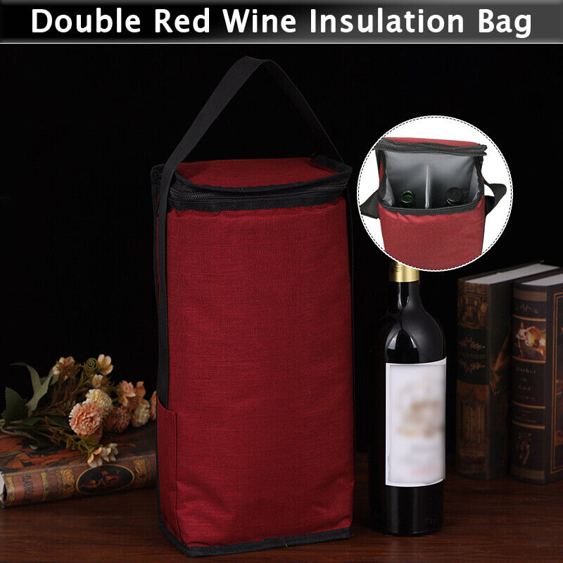Portable Wine Two-compartment Insulation Thermostat Bag Carrier Summer Cool