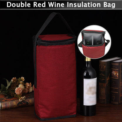 Portable Wine Two-compartment Insulation Thermostat Bag Carrier Summer Cool