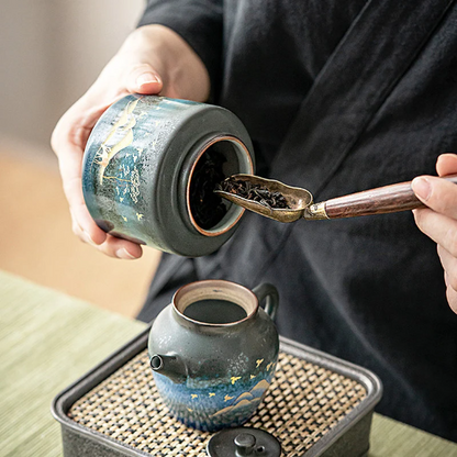 Golden Deer Ceramic Tea Canisters for Storage Food and Tea