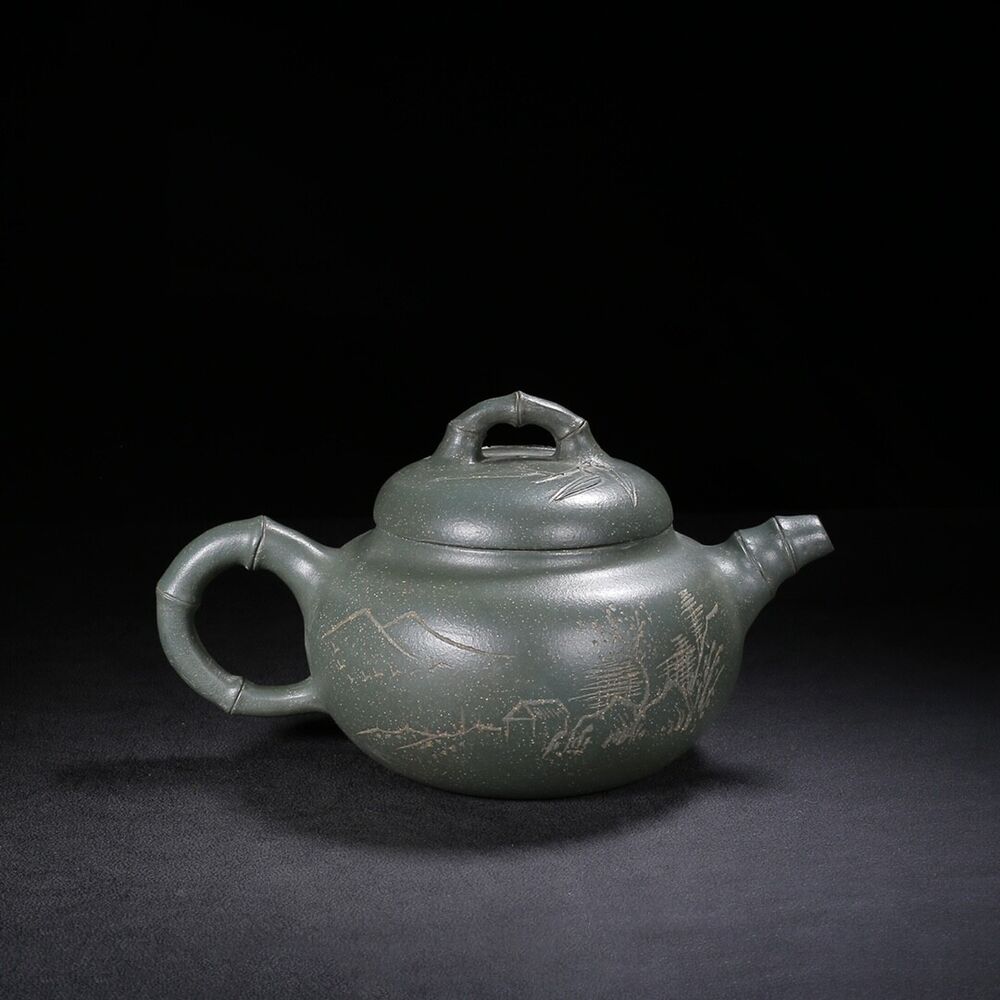 Chinese Yixing Zisha Clay Handmade Exquisite Teapot （竹韵 底款：沈孝陆）