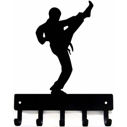Karate Kick Male Sport - Key Hooks Holder Wall Mounted Hook Up Artwork Shape