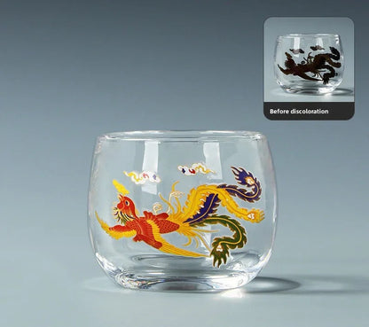95ml Exquisite Glass Change Color Kung Fu Tea Cup Household Hand-drawn Guest Cup