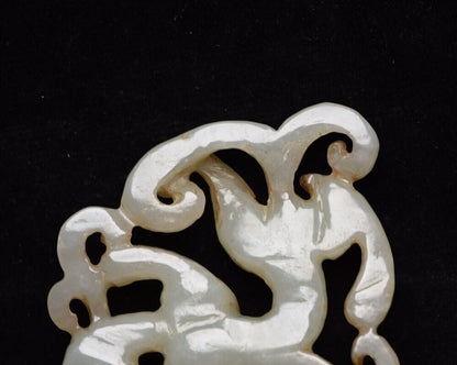 Chinese Hetian Jade Hand Carved Dragon Statue Nice Figurines Artwork Collectible
