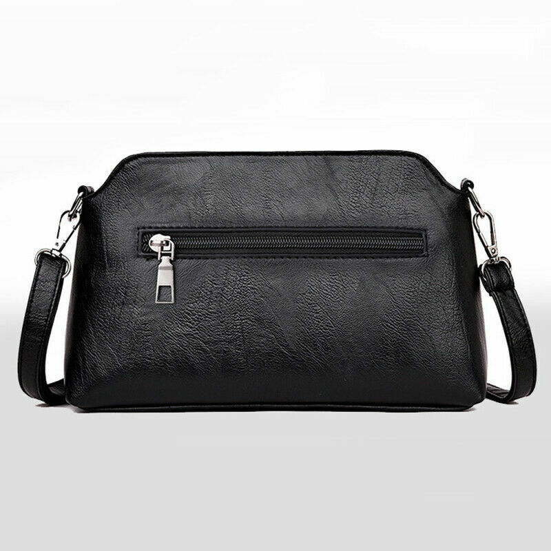 Messenger Bags Crossbody PU Leather Black Handbags for Women Shoulder Bag