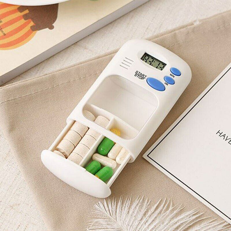 Mini Handy Pill Reminder Drug Box 2Grid One-day Timing Medicine Cases Timer Box