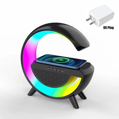 LED RGB Night Light Atmosphere Lamps Bluetooth Speaker Phone Wireless Charger