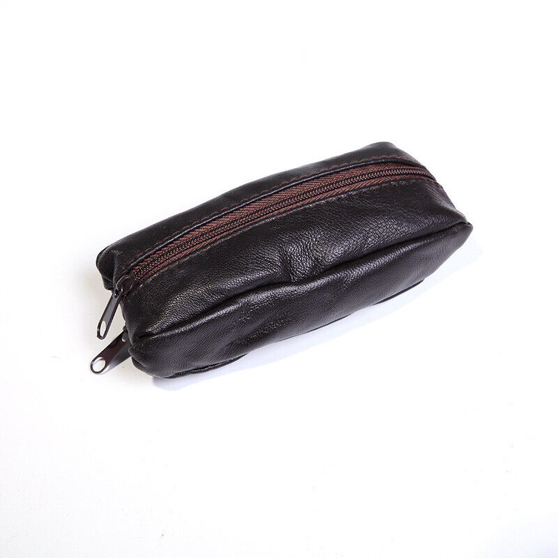 Unisex Soft Real Leather Pouch Coins Keys Money Holder 2 Ways Zips Wallet Purse