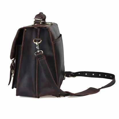 Men Leather Large Backpack Hiking 16" Laptop Messenger Bag Heavy Duty Briefcases