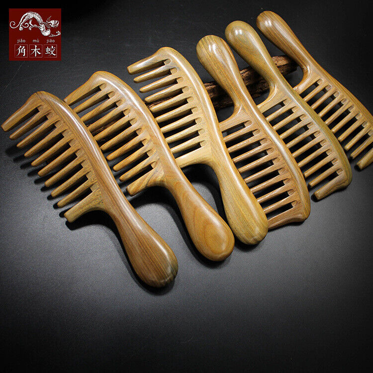 Natural Wooden Comb Wide Toothed Hair Comb Green Sandal Wood Comb Massage Brush