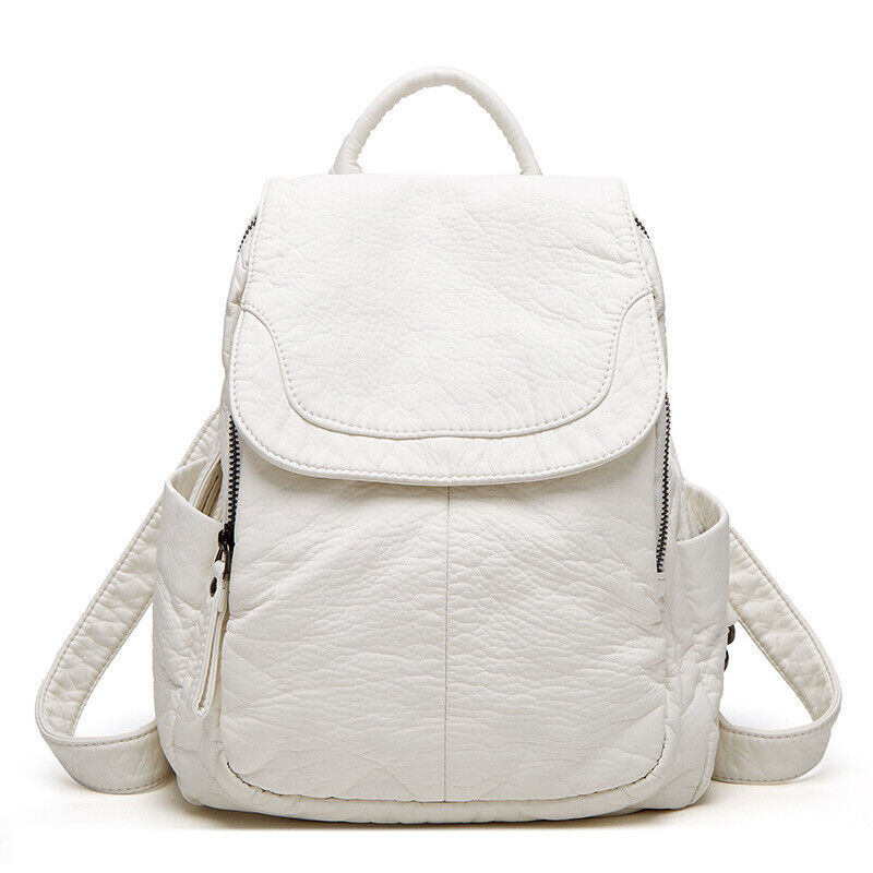 Soft Lambskin Leather Women's Backpack Shoulder School Bag Retro Travel Bags