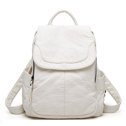 Soft Lambskin Leather Women's Backpack Shoulder School Bag Retro Travel Bags