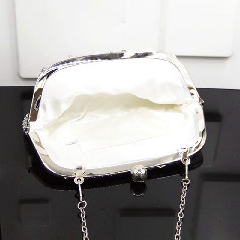 Chain Evening Bag Silver Wedding Bags Bride Women Party Handbag Clutch