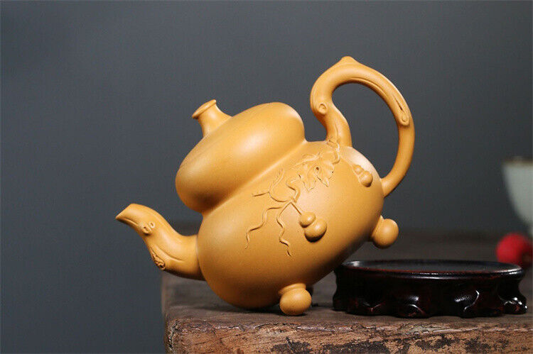 Chinese Yixing Zisha Clay Handmade Exquisite Teapot （碧玉葫芦 底款：如图）