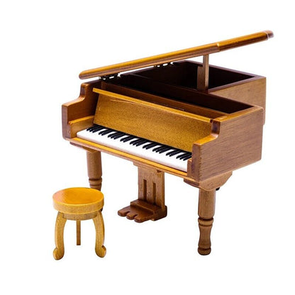 Piano Music Box Round Stool Jewelry Storage Christmas Birthday Tone 5.9x4.9x3.7"