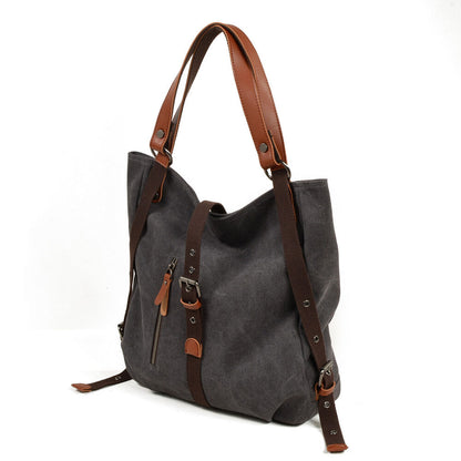 Vintage Convertible Canvas Tab-Over Tote Shoulder Purse Backpack Day bag Bucket