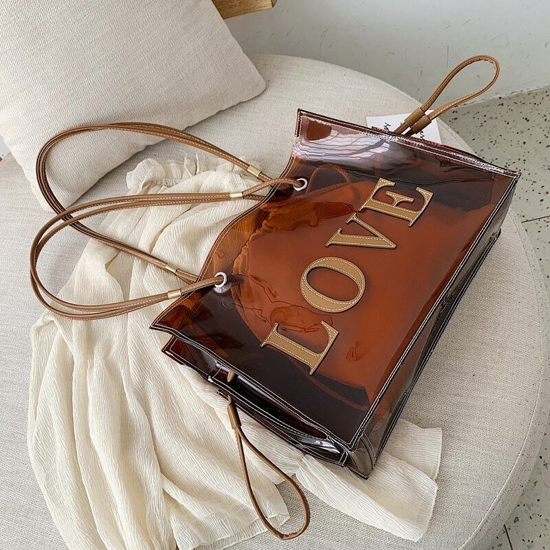 Bag Transparent Jelly Large Tote Pvc Clear Handbag Women Shoulder Capacity Beach