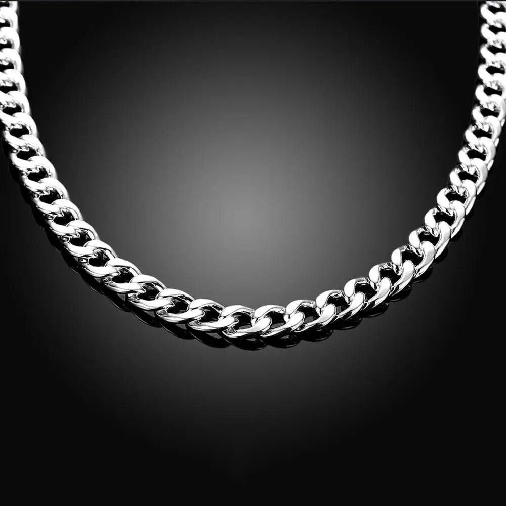 Cadena De Plata 925 Cadenas Gruesas 10 Mm Ancho Para Hombres Mujeres Collar 24