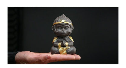 Chinese Purple Clay Kung Fu Tea Set Tea Pet Monkey King Tea Accessories Home