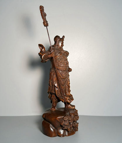 Collection Chinese Boxwood Carving Guan Yu Figure Statue Woodwork Sculpture Art