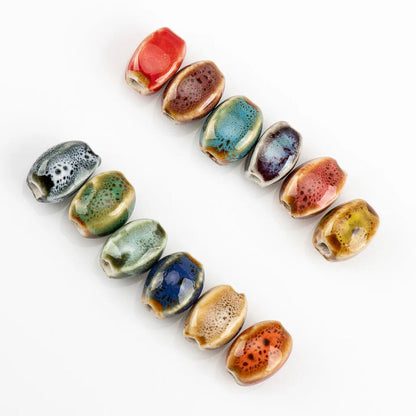 Craft Beads 20Pcs Ceramic Colorful Glaze Unique Shape Jewelry Making Kit 13x10mm