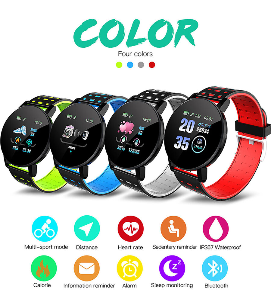 Bluetooth Smart Watch Heart Rate Monitor Bracelet for Android Ios Iphone Samsung