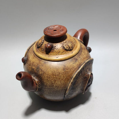 Vintage Chinese Yixing Purple Clay Teapot Zisha Ceremony Carving Collectible Art