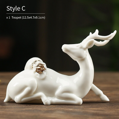 White Deer Ceramic Crafts for Home Decor Elegant Gifts from Girlfriend