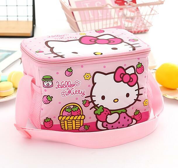 Cute Kitty School Food Picnic Insulated Cooler Lunch Box Bag Hand Shoulder Bag