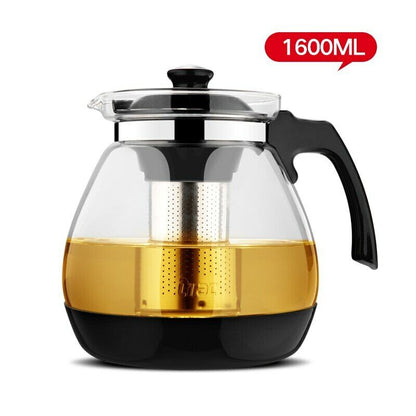 Glass Teapot for Tea Flower with Removable Steel Infuser Filter Tea Kettle