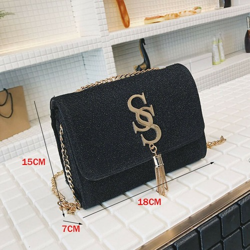 Sequin Flap Crossbody Bag Tassel Chain Ladies Party Handbag Purse Messenger Bags