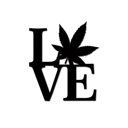 1pc Metal Marijuana Pot Leaf Art Wall Decor, Love Weed Metal Wall Decor, Metal
