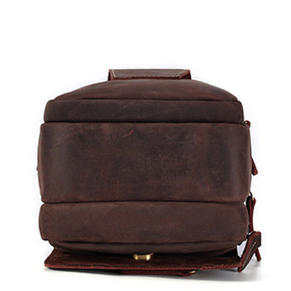 Crazy Horse Leather Men's Shoulder Bag Waist Belt Bag Outdoor Fanny Pack Handbag