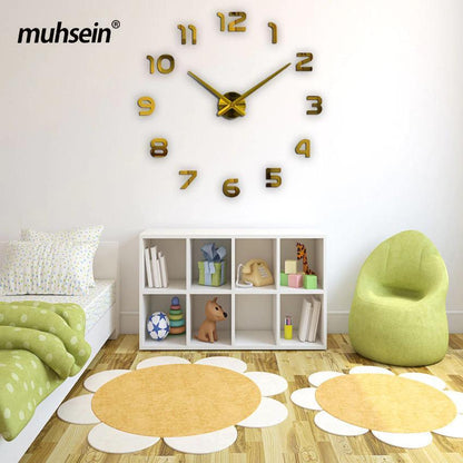 Large 3d Wall Clock Diy Home Creative Decoration Big Numbers Multi Color 37/47in