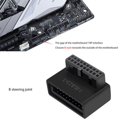USB 3.0 19Pin/20pin Male to Female Extension Adapter 90 Degree for Motherboard