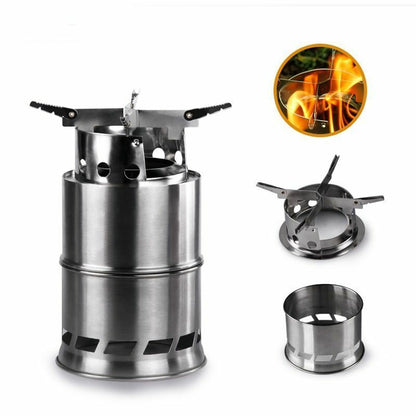 Folding wood gasifier Stainless Steel Solidified Alcohol Stove Cooking System