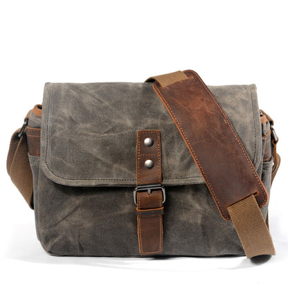 Professional Waterproof Oil Wax Canvas Camera Bag Men's Retro Sling Shoulder Bag