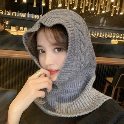 Knitted Hat Casual Warm Hood Snood Thick Neck Collar Neck Face Protect